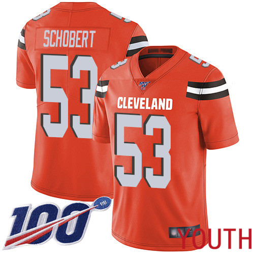 Cleveland Browns Joe Schobert Youth Orange Limited Jersey #53 NFL Football Alternate 100th Season Vapor Untouchable->youth nfl jersey->Youth Jersey